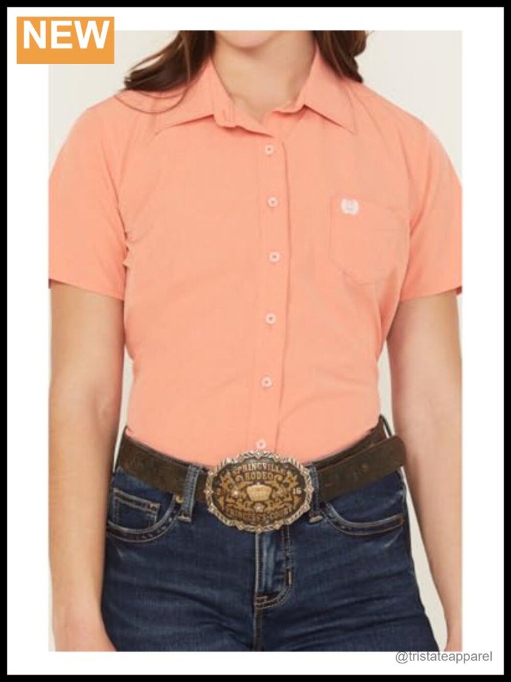 Cinch Women's Flex Shirt Medium Polyester Elastane Short Sleeve - Picture 2 of 3
